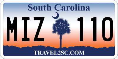 SC license plate MIZ110