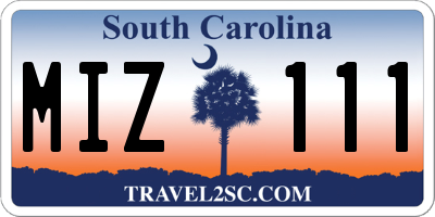 SC license plate MIZ111