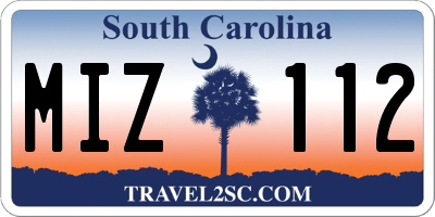 SC license plate MIZ112