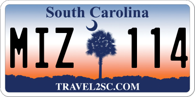 SC license plate MIZ114