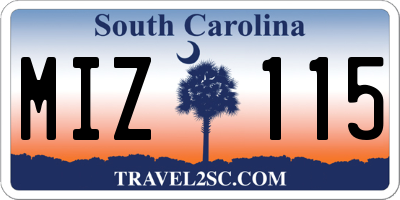 SC license plate MIZ115