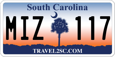 SC license plate MIZ117