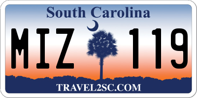 SC license plate MIZ119