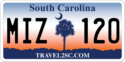 SC license plate MIZ120