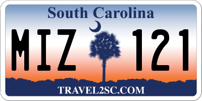 SC license plate MIZ121
