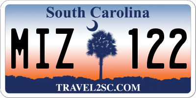 SC license plate MIZ122