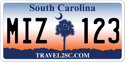 SC license plate MIZ123