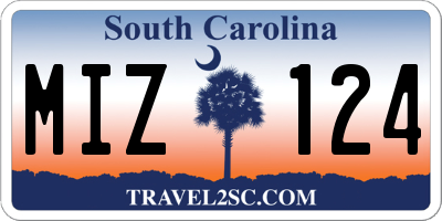 SC license plate MIZ124