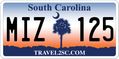 SC license plate MIZ125