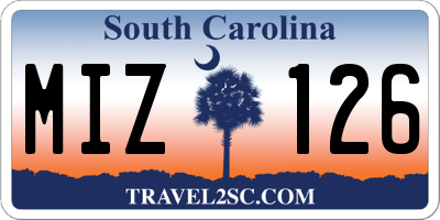 SC license plate MIZ126