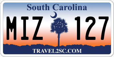 SC license plate MIZ127