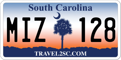 SC license plate MIZ128