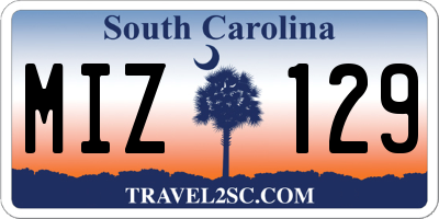 SC license plate MIZ129