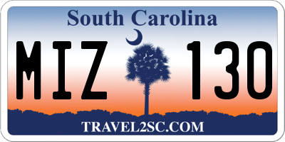 SC license plate MIZ130