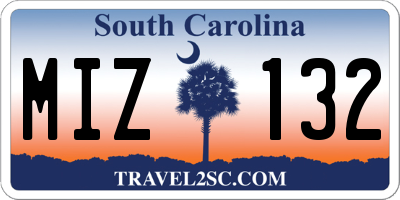 SC license plate MIZ132
