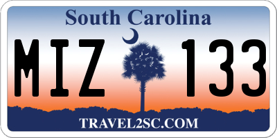 SC license plate MIZ133