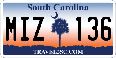 SC license plate MIZ136