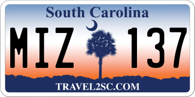 SC license plate MIZ137