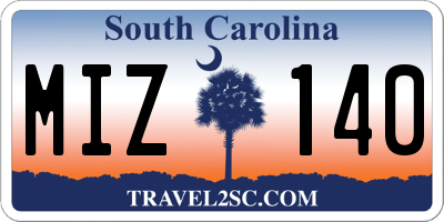 SC license plate MIZ140