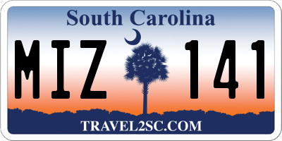 SC license plate MIZ141