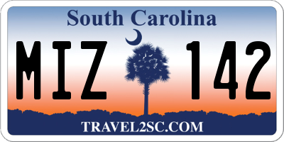 SC license plate MIZ142