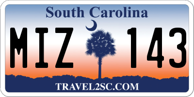 SC license plate MIZ143