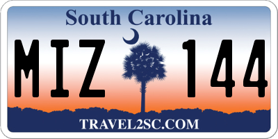 SC license plate MIZ144