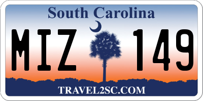SC license plate MIZ149