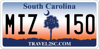 SC license plate MIZ150