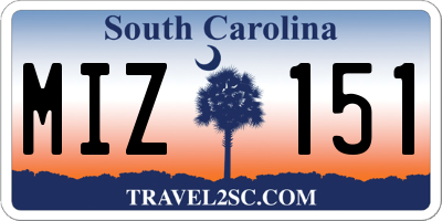 SC license plate MIZ151