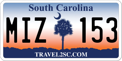 SC license plate MIZ153