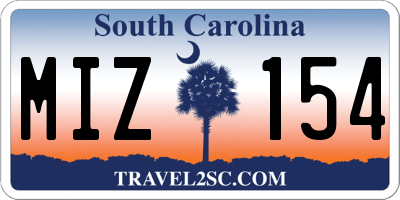 SC license plate MIZ154
