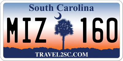 SC license plate MIZ160