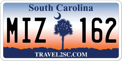 SC license plate MIZ162