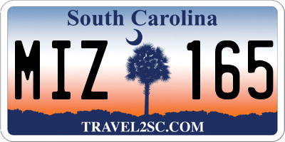 SC license plate MIZ165