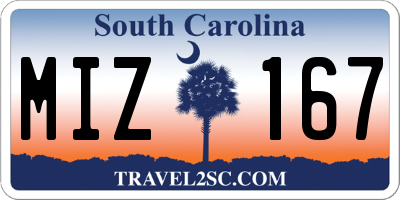 SC license plate MIZ167