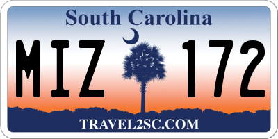 SC license plate MIZ172