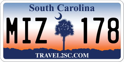 SC license plate MIZ178