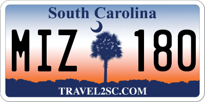 SC license plate MIZ180