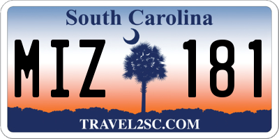 SC license plate MIZ181