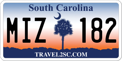 SC license plate MIZ182