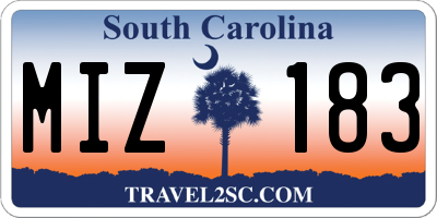 SC license plate MIZ183