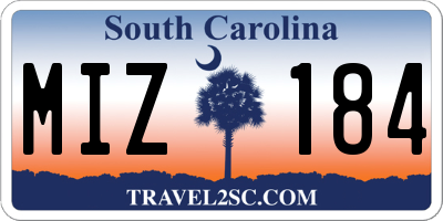 SC license plate MIZ184