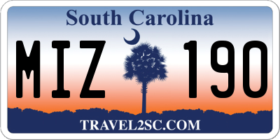 SC license plate MIZ190