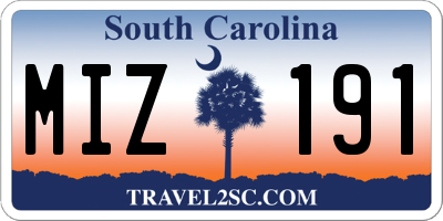 SC license plate MIZ191