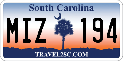 SC license plate MIZ194
