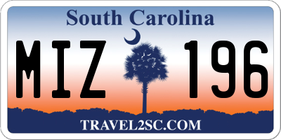 SC license plate MIZ196