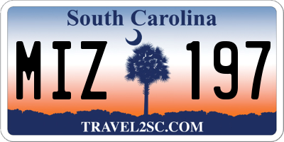 SC license plate MIZ197