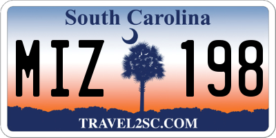 SC license plate MIZ198