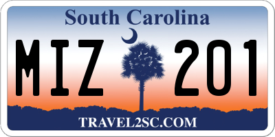 SC license plate MIZ201